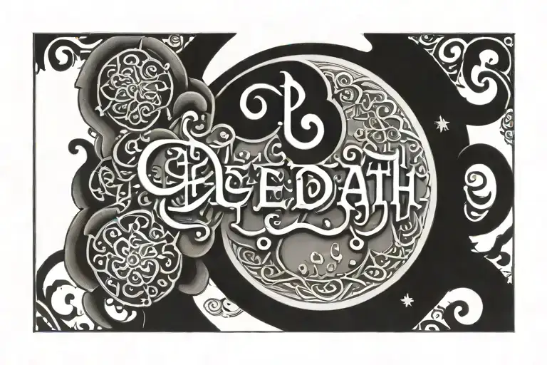 cheat death in arabic tattoo design idea