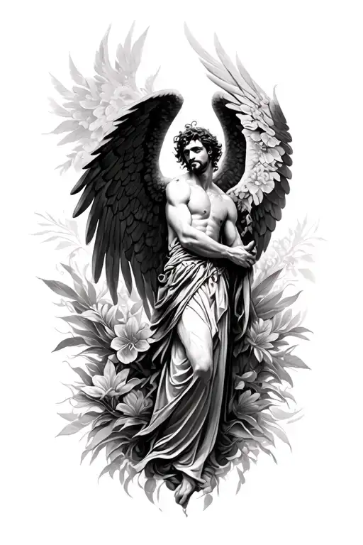 "Archangel Miguel in Paradise" Angel Miguel Arcanjo tattoo design idea