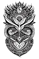 symbolize my journey, include symbols for music, love, passion, healing, growth, water, honey, and the number 24 tattoo design idea