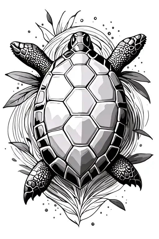 fine line turtle tattoo design idea