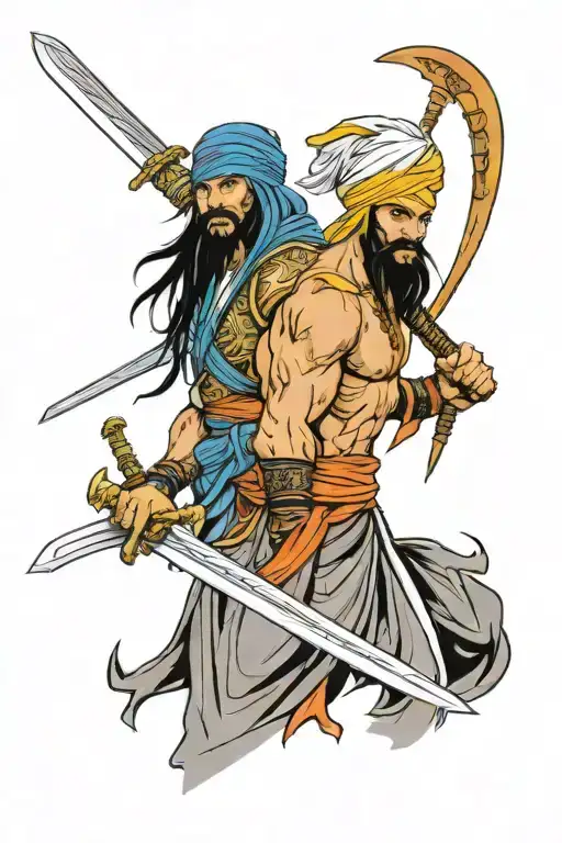 katana and sikh warrior tattoo design idea
