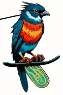 whare kea bird, snowboarding helicopter tattoo design idea