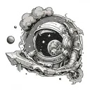 torn skin with outer space theme tattoo design idea