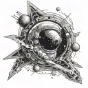 torn skin with outer space theme tattoo design idea