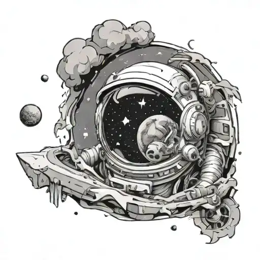 torn skin with outer space theme tattoo design idea