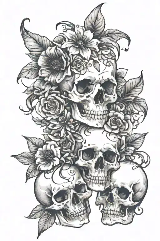 Persephone skulls flowers tattoo design idea