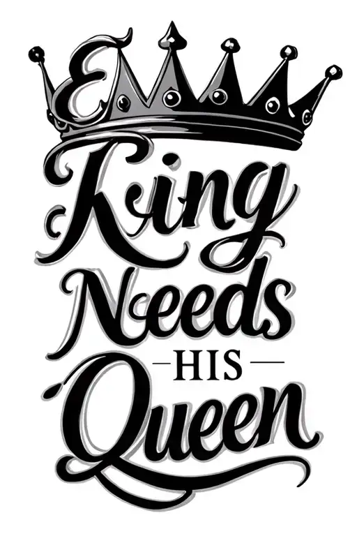 "Every King Needs His Queen " Crown  tattoo design idea