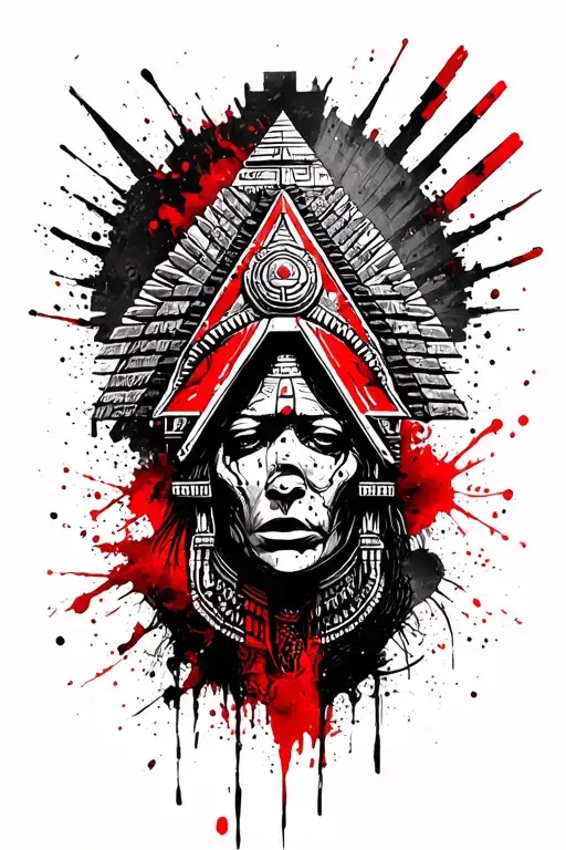 Aztec underworld pyramid tattoo design idea