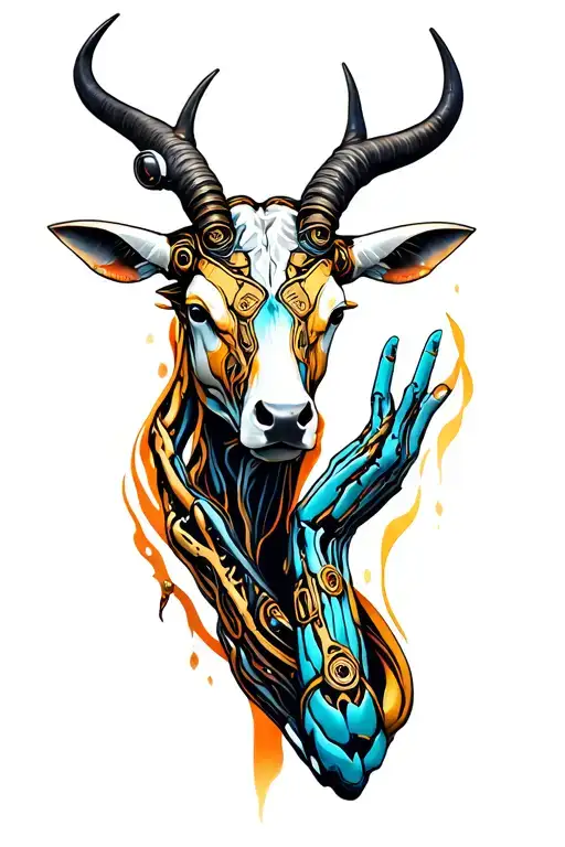 taurus and virgo biomech bionic cyborg arm tattoo design idea