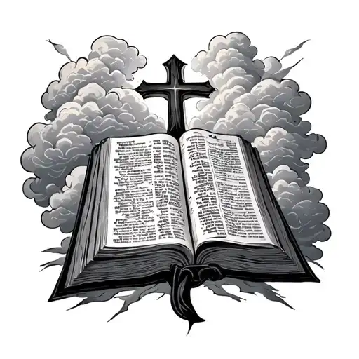 cross bible clouds forming tattoo design idea