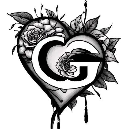 Create a heart shape with G in the middle that honors the life of my father  tattoo design idea
