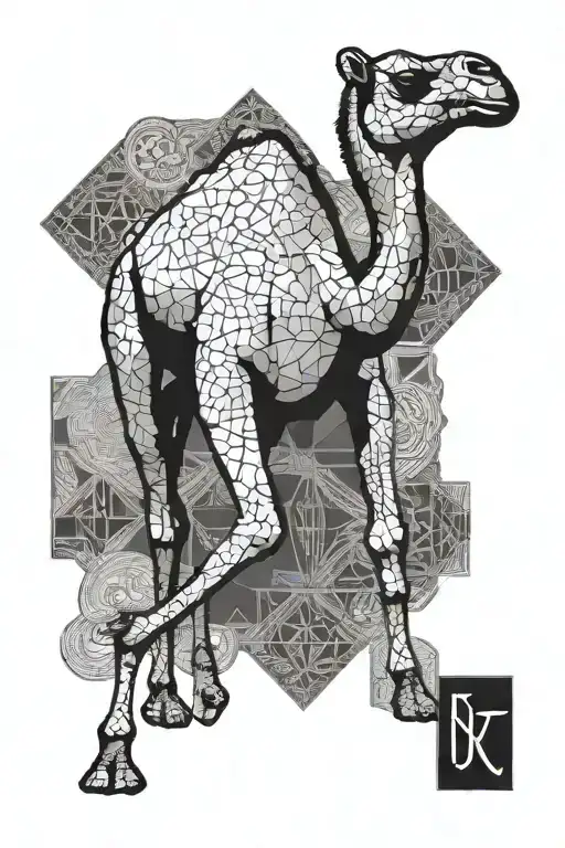 Camel mosaic tattoo design idea