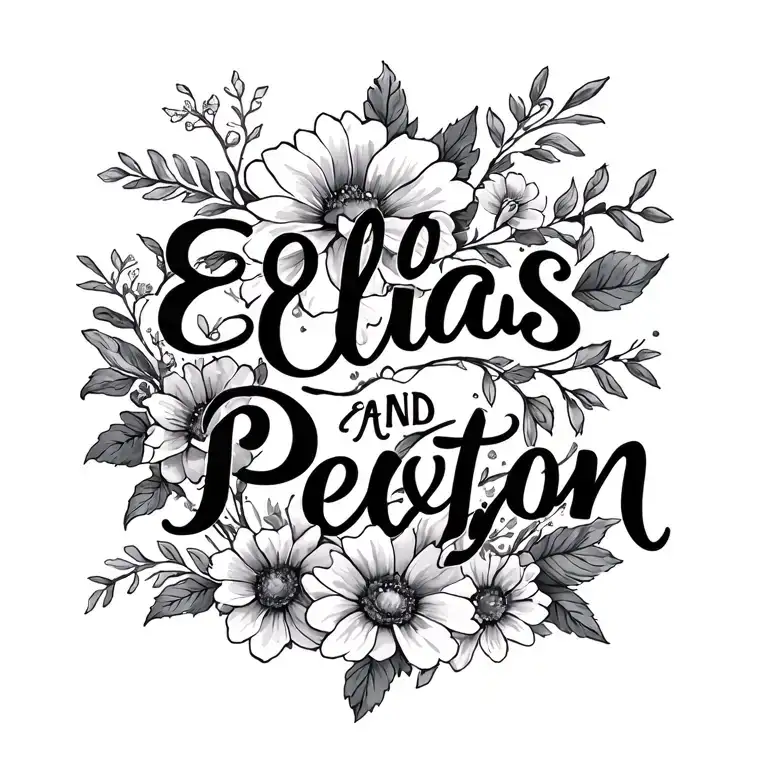 "Elias and Peyton " dainty spine tattoo with flowers tattoo design idea