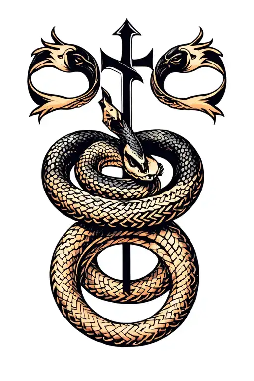 Nordic protection rune and snake tattoo design idea