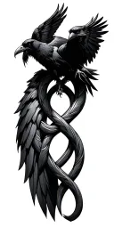 norse mythology knot intertwined odin ravens fenir tattoo design idea