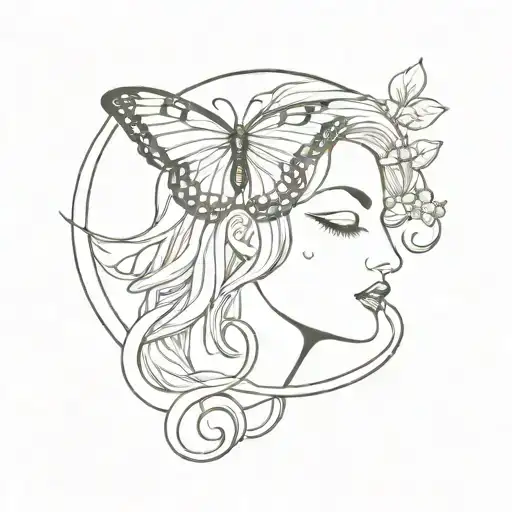 butterfly, medusa head, moon tattoo design idea