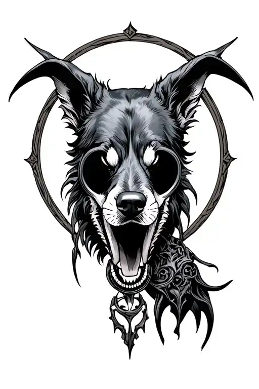 3 head dog keeper of the gate of hell hound tattoo design idea
