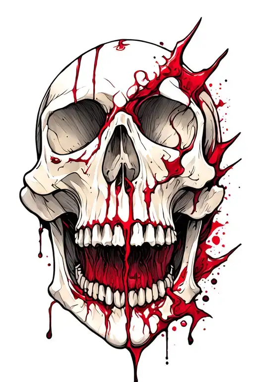 Dark hurt broken skull tattoo design idea