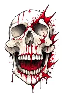 Dark hurt broken skull tattoo design idea