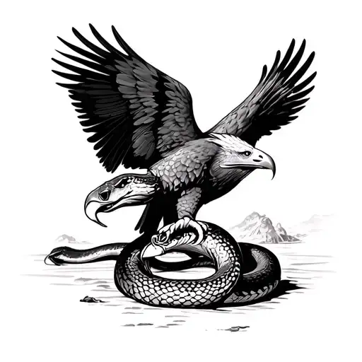 mexican eagle eating snake tattoo design idea