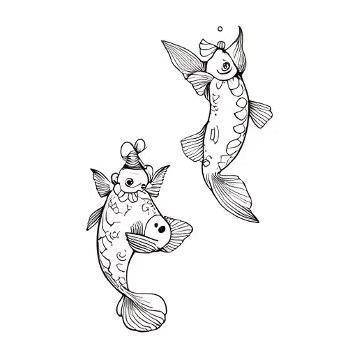 clown,fish tattoo with best friend tattoo design idea