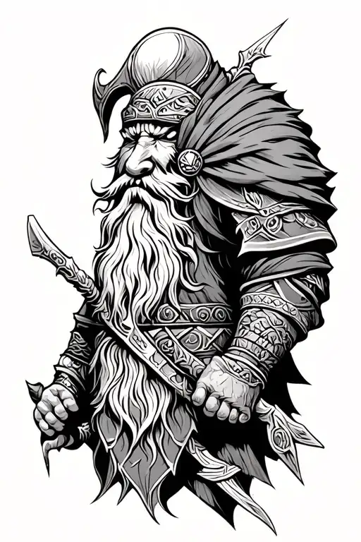 dwarven warrior tattoo design idea
