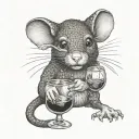 rat holding wineglass big lashes sassy tattoo design idea
