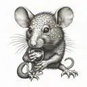 rat holding wineglass big lashes sassy tattoo design idea