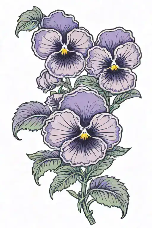 a couple of pansies with long stems entertwined tattoo design idea
