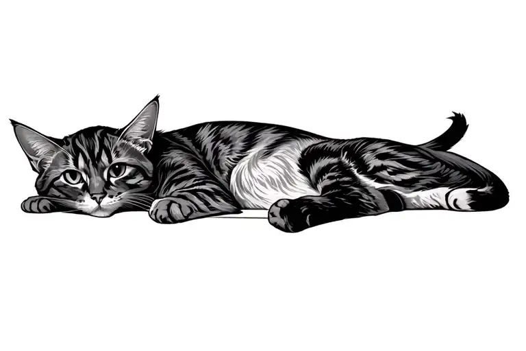 cat in a 69 cancer zodiac sign tattoo design idea