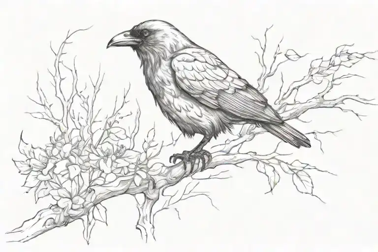 Crow and Loneliness tattoo design idea