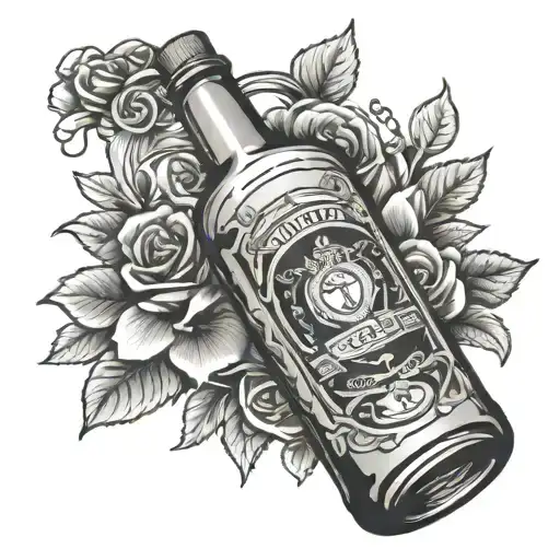alcohol bottle tattoo design idea
