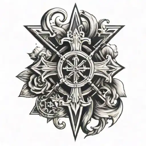 sexy female of order templar cross made tattoo design idea