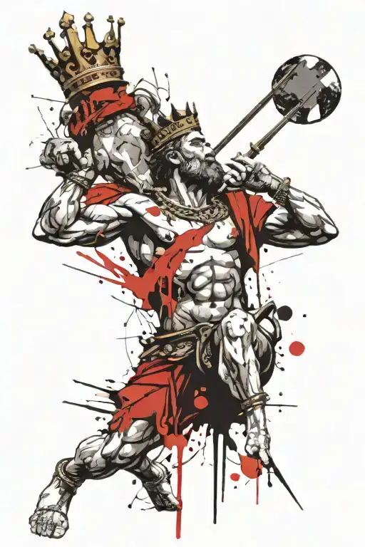 king David holding Goliath's head tattoo design idea