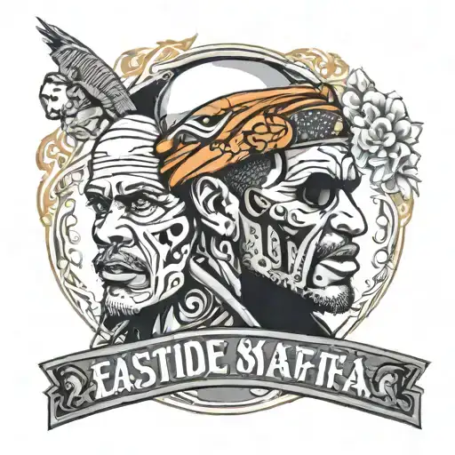 Eastside Mafia Gangsters in a black and orange bandana tattoo design idea
