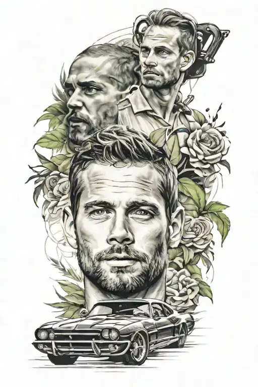 paul walker with add ons tattoo design idea