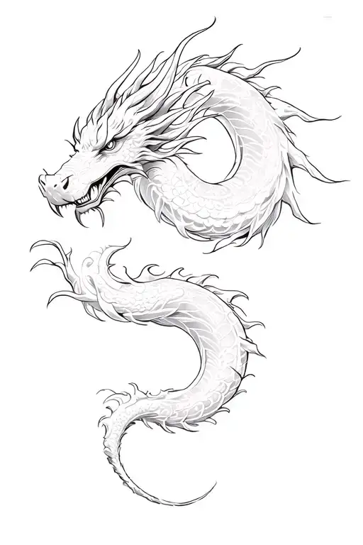 Japanesse style dragon with some fine lines going tattoo design idea