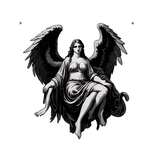 Libra, good angel, bad angel tattoo design idea
