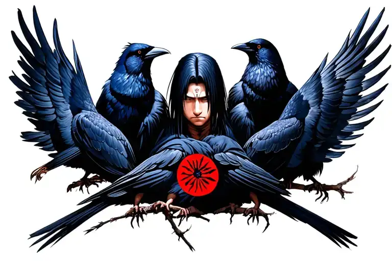 Itachi Uchiha with crows tattoo design idea