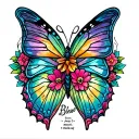 blessed text with little butterfly under it tattoo design idea