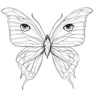 Create a design of a butterfly with owl eyes on one of the wings tattoo design idea