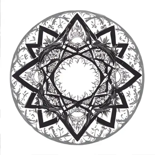willow tree with the star of david geometric mandala design tattoo design idea