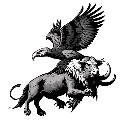 carabao and eagle tattoo design idea