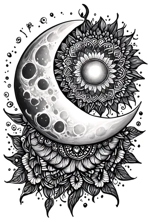 Sonne Und Moond, Boho, Mandala tattoo design idea