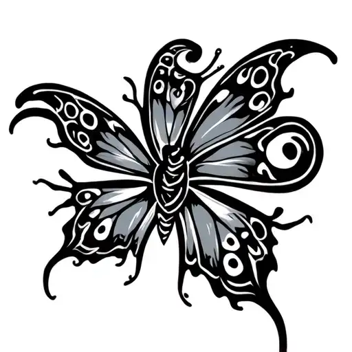 Japan Salamander butterfly in very fine tribal tattoo design idea