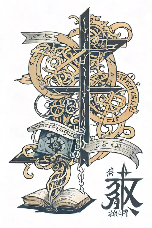 math equation and bible verse intertwined tattoo design idea