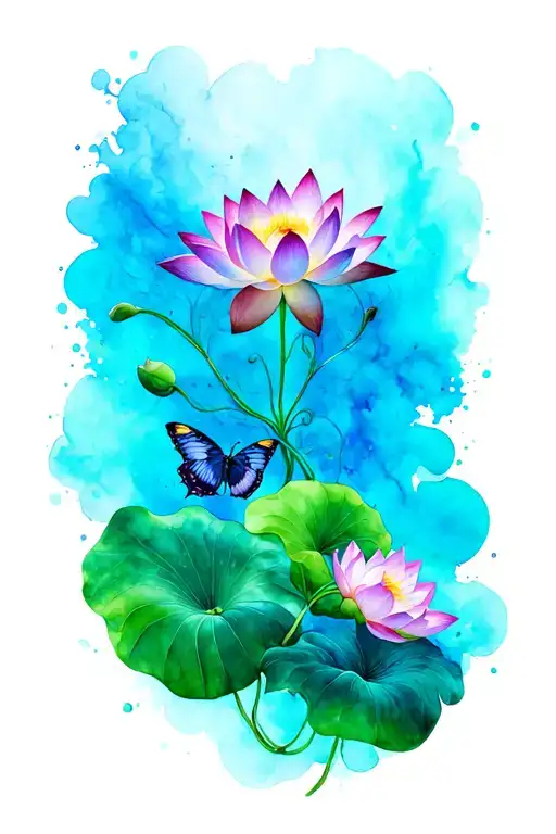 Lotus And Butterfly metamorphosis portrayed tattoo design idea