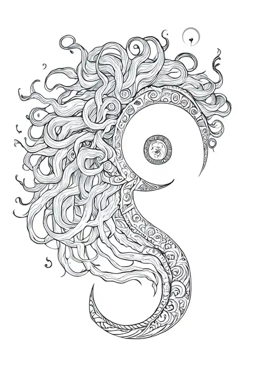 semicolon, neda, and medusa combined tattoo design idea
