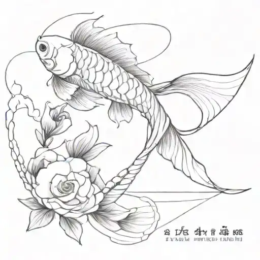 koi carp skeleton tattoo design idea
