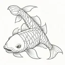 koi carp skeleton tattoo design idea